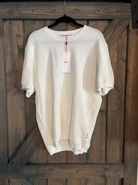 Orlebar Brown White Waffle-Knit Top with Tag